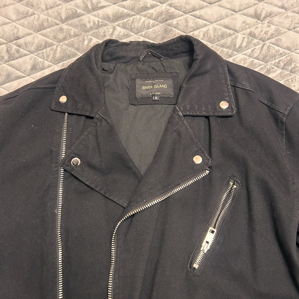 River Island Men's Black Jacket with Silver Details